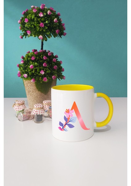 Özel Tasarım A Harfli Kupa Bardak Sarı fiyatları