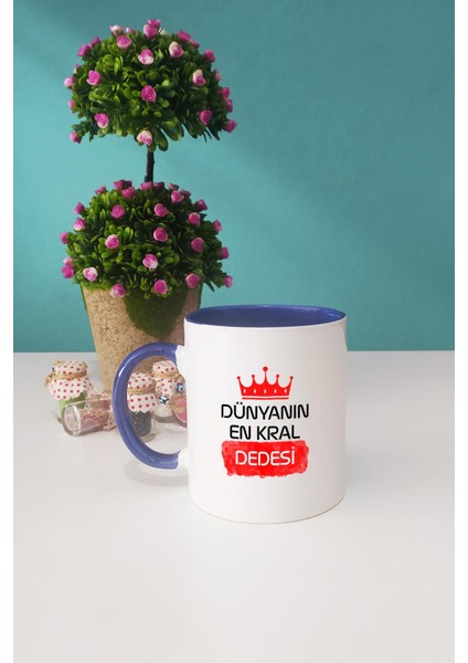 Dedeye Hediye Dünyanın En Kral Dedesi Kupa Bardak Lacivert