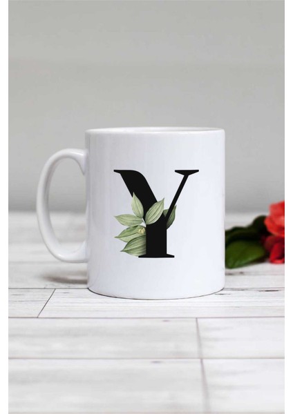 Botanik Y Harfli Kupa Bardak Beyaz