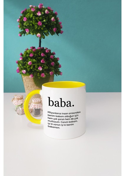 Baba Babalar Günü Hediyesi Kupa Bardak Sarı