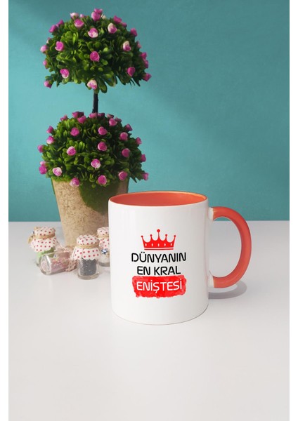 Enişteye Hediye Dünyanın En Kral Eniştesi Kupa Bardak Turuncu