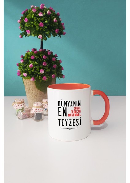 Teyzeye Hediye Kupa Bardak Turuncu