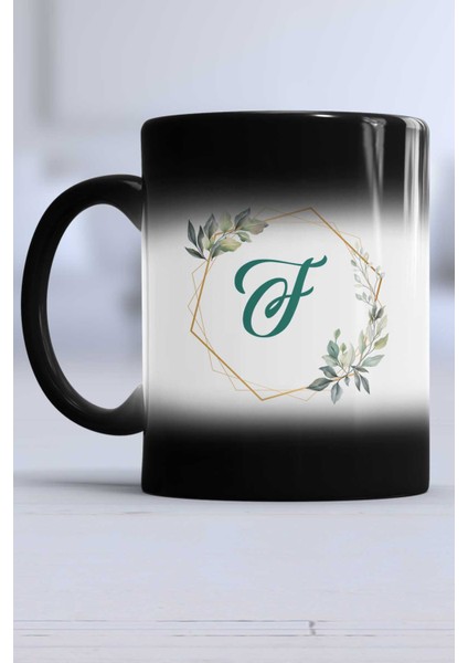 Çiçekli F Harfli Kupa Bardak Sihirli