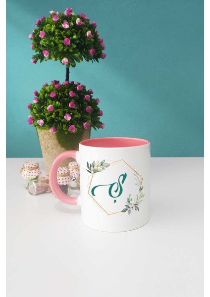 Çiçekli Ş Harfli Kupa Bardak Pembe