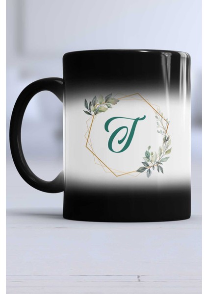 Çiçekli T Harfli Kupa Bardak Sihirli