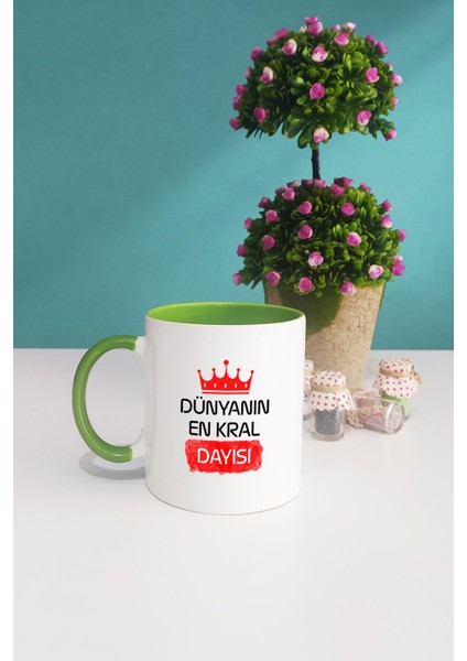 Dayıya Hediye Dünyanın En Kral Dayısı Kupa Bardak Yeşil