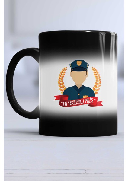 Erkek Polise Hediye Kupa Bardak Sihirli