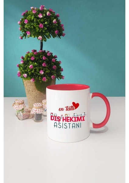 En Tatlı Diş Hekimi Asistanı Kupa Bardak Kırmızı