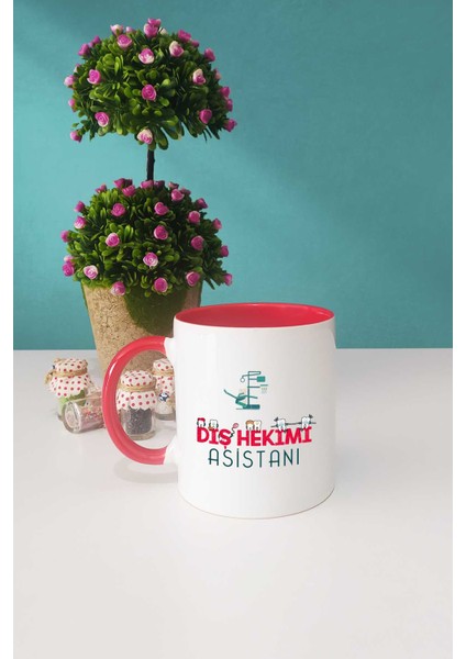Diş Hekimi Asistanı Kupa Bardak Kırmızı