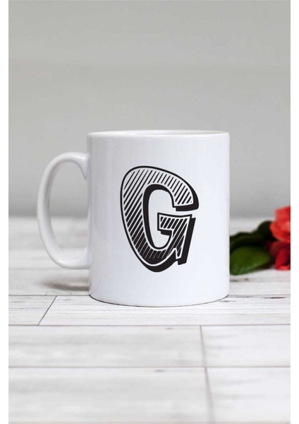 Harf Tasarımlı G Harfli Kupa Bardak Beyaz