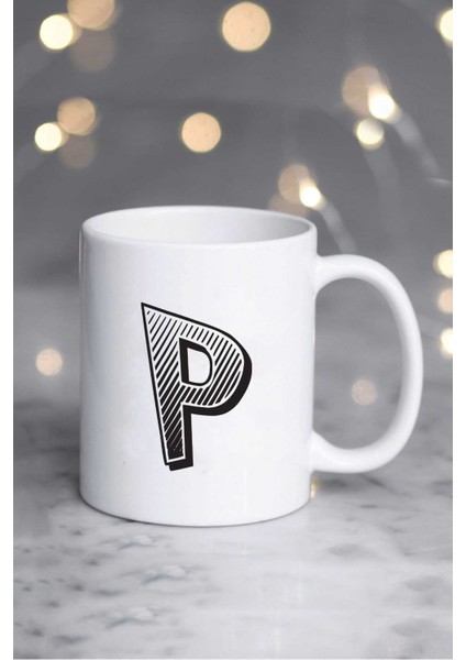 Harf Tasarımlı P Harfli Kupa Bardak Beyaz fiyatları