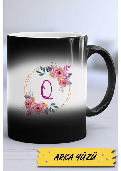 Çiçekli Q Harfli Kupa Bardak Sihirli modelleri