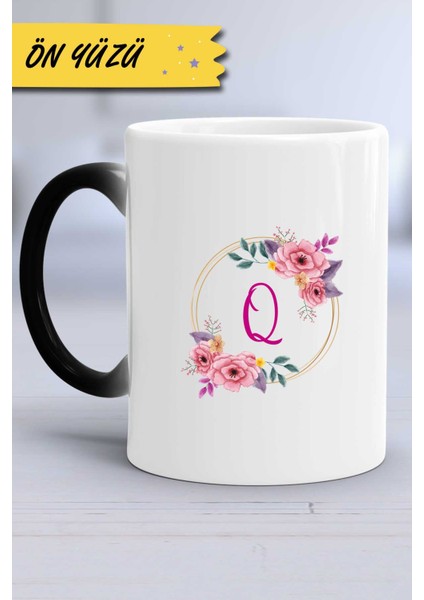 Çiçekli Q Harfli Kupa Bardak Sihirli fırsatları