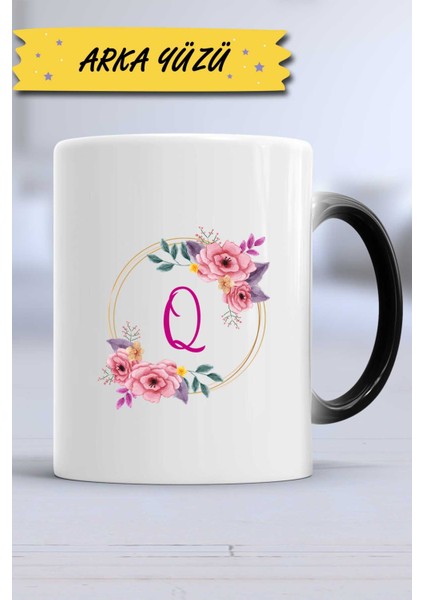 Çiçekli Q Harfli Kupa Bardak Sihirli indirimleri