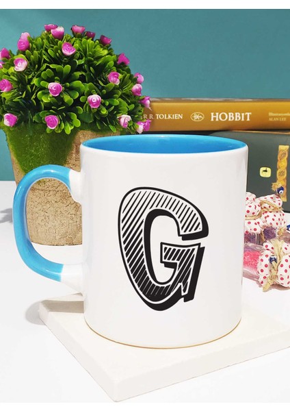 Harf Tasarımlı G Harfli Kupa Bardak Mavi