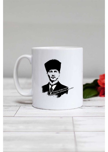 Öğretmenler Günü Hediyesi Atatürk Asil Kan Kupa Bardak Beyaz