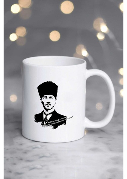 Öğretmenler Günü Hediyesi Atatürk Asil Kan Kupa Bardak Beyaz