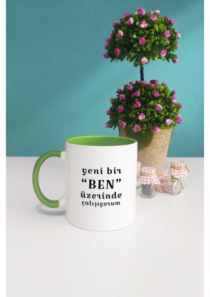 Mottolu Yeni Bir Ben Yeşil Kupa Bardak Kalemlik Anahtarlık fiyatları