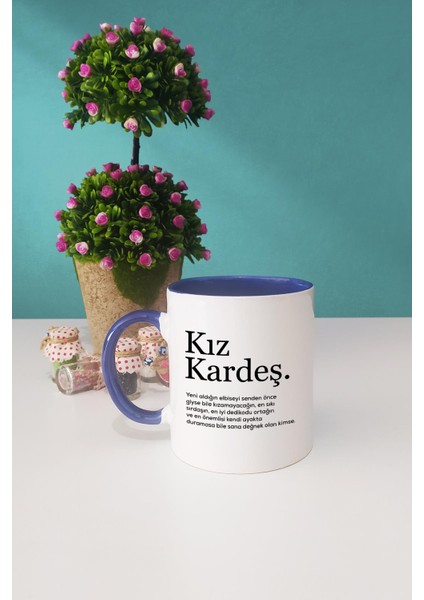 Kız Kardeşe Hediye Kupa Bardak Lacivert
