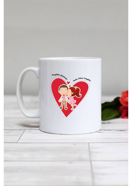 Sevgililer Günü Hediyesi Kupa Bardak Beyaz