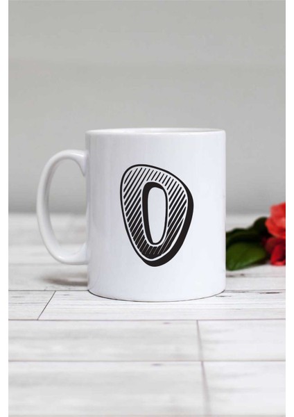 Harf Tasarımlı O Harfli Kupa Bardak Beyaz