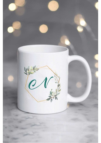 Çiçekli N Harfli Kupa Bardak Beyaz fiyatları