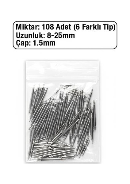 108 Adet 8mm ve 25 mm Arası Saat Pimi,paslanmaz Çelik Yaylı Susta Saat Pimi Değiştirme Aparatı fiyatları
