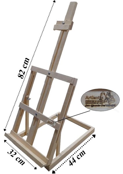 Masa Üstü Şövale 82 cm Ahşap Çam Resim Şovelesi Masaüstü Ressam Sehpası Ayarlanabilir Artlantis Resim Şövalyesi 1 Adet