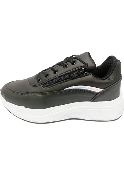 078 Deri Fasıon Sneakers Ayakkabı 36-40 Siyah Beyaz fiyatları