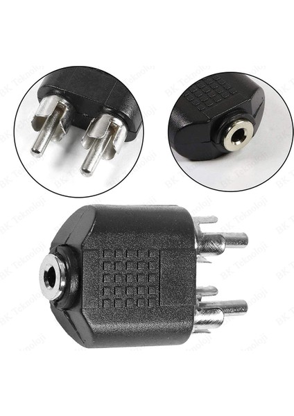 2 Rca Erkek To 3.5 mm Aux Stereo Dişi Ses Ayırıcı Adaptör