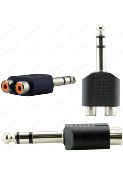 6.35MM 1/4 Erkek Stereo To 2rca Dişi Çevirici Adaptör