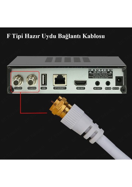 F Konnektörlü 5 Metre Rg6/u Coaxial Hazır Uydu Anten Kablosu