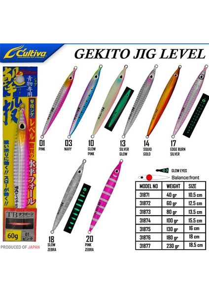 Jig 31873 Gekito Jig Level 80G 13.5 cm 20