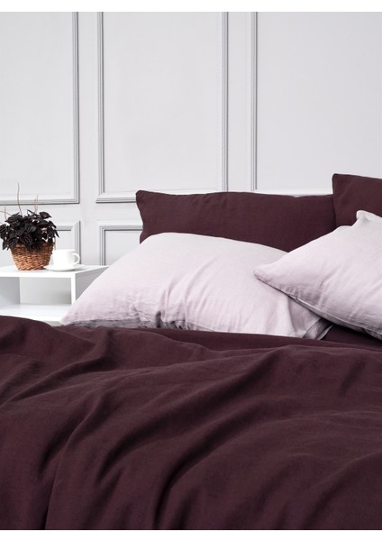 Washed Linen Nevresim Bordo