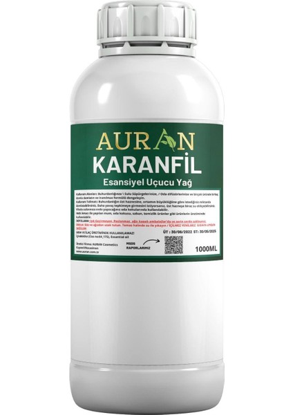 Karanfil Esansiyel Uçucu Yağ, Esans Koku Yağı Oda Kokusu 1 lt