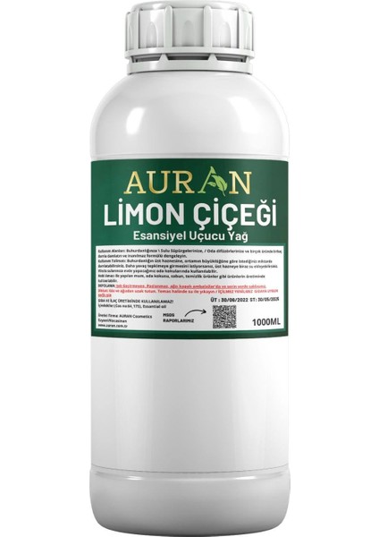 Limon Çiçeği Esansiyel Uçucu Yağ, Esans Koku Yağı Oda Kokusu 1 lt