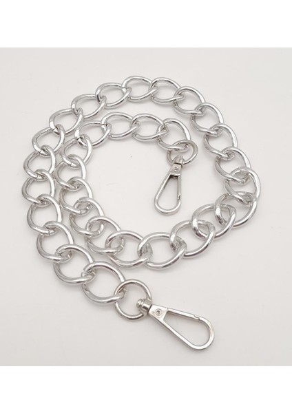 60 cm Gümüş Renk Kancalı Geniş Çanta Zinciri