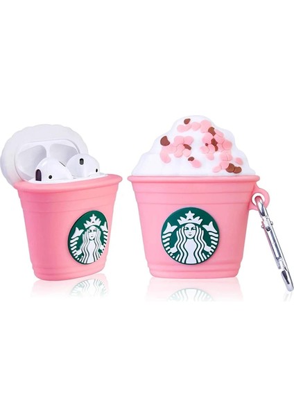 Sevimli Starbucks Airpods Silikon Koruma Kılıf 1. ve 2. Nesil Uyumlu Kılıf