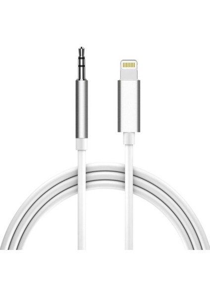 Lightning To 3.5mm Aux Ses Kablosu Çevirici Dönüştürücü Kablo 1 Metre - Beyaz