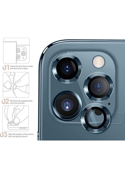 Apple iPhone 12 Pro Max Kamera Lensi Mercek Lensi Koruyucu Lacivert 3 Adet