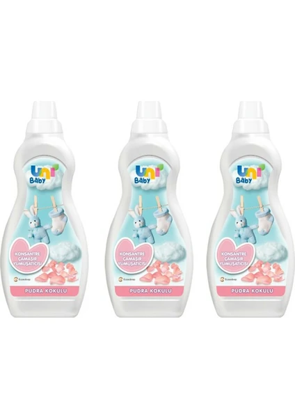 Uni Baby Konsantre Çamaşır Yumuşatıcı Pudra Kokulu 1200 ml x 3 Adet