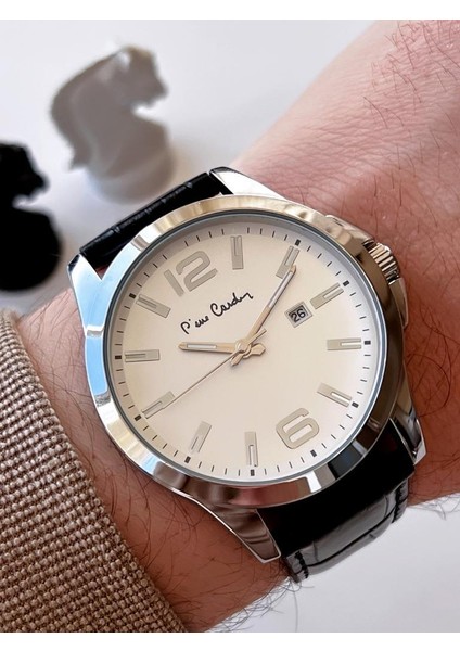 800411F09SB Pierre Cardin Deri Kordon Erkek Kol Saati 30 mt Su Gecirmez + Kaplan Gözü Bileklik