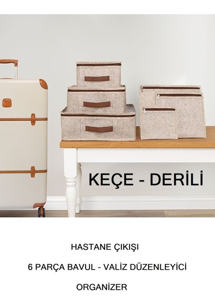 Hastane Çıkışı 6 Parça Bavul Valiz Düzenleyici Organizer Derili Keçe Kahve fiyatları