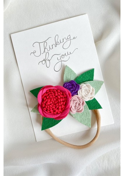 Fuşya Çiçek Bahçesi Keçe Saç Bandı fiyatları