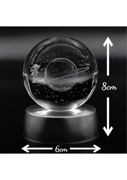 Samanyolu Temalı Satürnlü Kız Işıklı Cam Küre 8cm*6cm modelleri