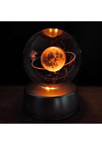 Samanyolu Temalı Satürnlü Kız Işıklı Cam Küre 8cm*6cm fırsatları