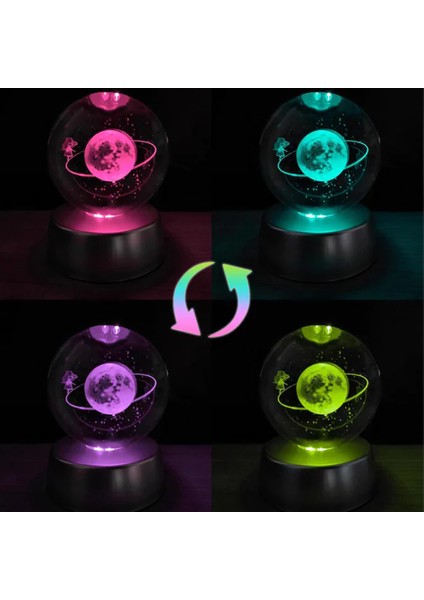 Satürn Çemberinde Yürüyen Kız Işıklı Cam Küre 8cm*6cm fırsatları
