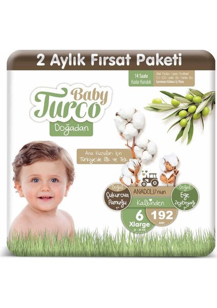 Bebek Bebek Bezi 2 Aylık Paket 6 Numara 16-25 kg 192 Adet