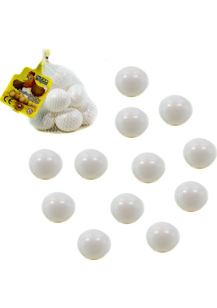 Oyuncak Yumurta Fileli 12 Adet 6 cm Beyaz