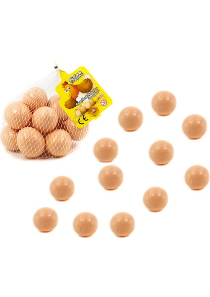 Oyuncak Yumurta Fileli 12 Adet 6 cm Kahverengi